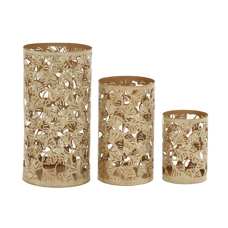 Gold Metal Tree Decorative Indoor Outdoor Candle Lantern (Set of 3)