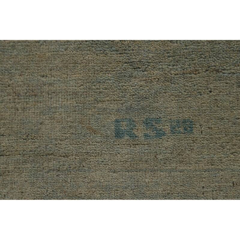 Sage Green Solid Gabbeh Modern Area Rug Hand-Knotted Wool Carpet - 6'10" x 9'5"