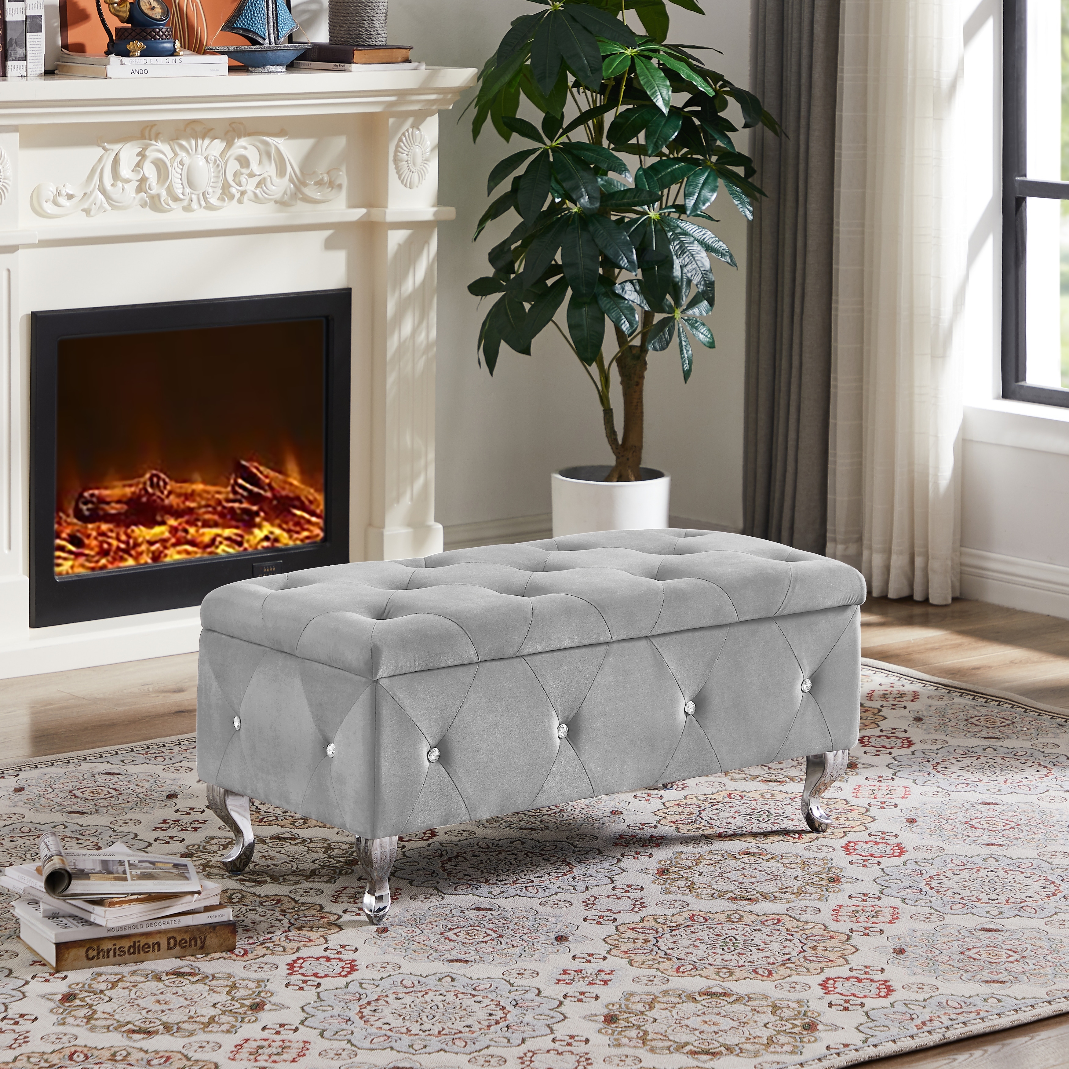 Flip Top Storage Bench with Safety Hinge Padded Seat Chest Bed