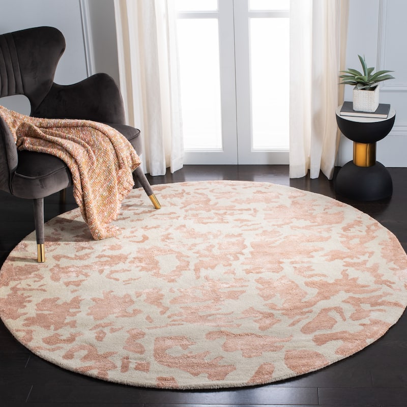 SAFAVIEH Handmade Soho Sural N.Z. Wool Rug - 6' Round - Ivory
