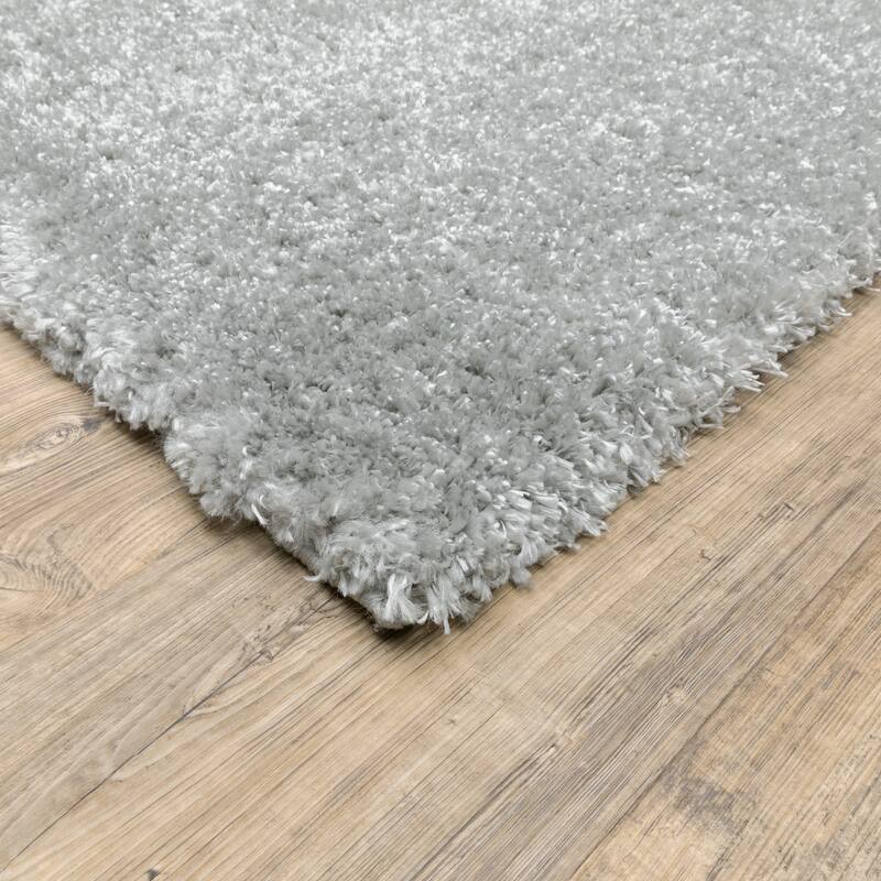 Hugo Plush Shag Solid Silver Area Rug - 5' 3" x 7' 6"