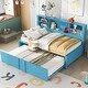 preview thumbnail 15 of 19, Twin Size Daybed with Trundle, Metal Captain Bed Frame with Storage Shelves & USB Ports for Small Space, No Box Spring Needed