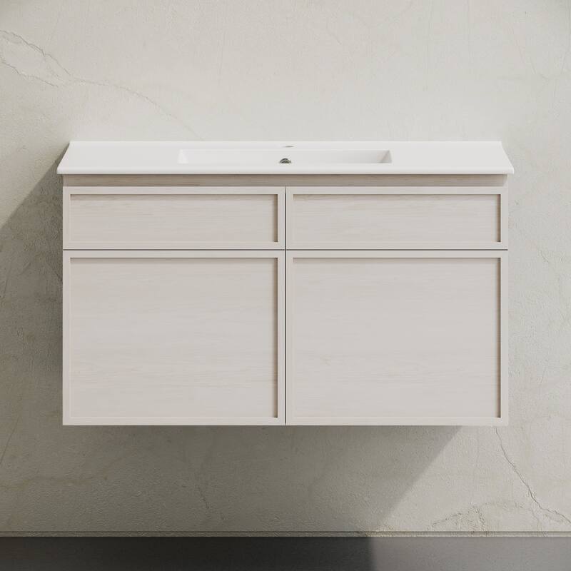 St. Tropez 36" Wall-Mounted Bathroom Vanity In White Oak With Sink Top - 36
