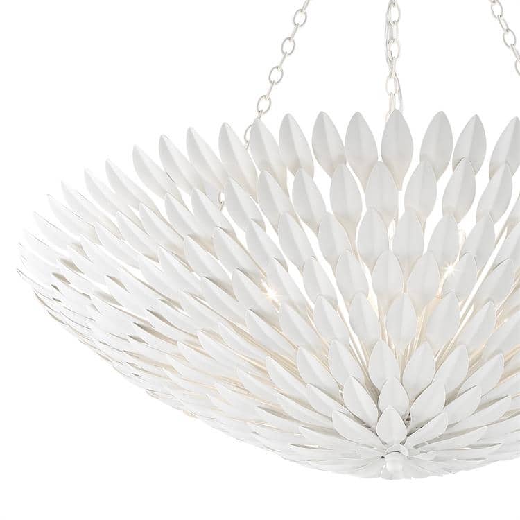 Broche 8 Light Matte White Chandelier - 30'' W x 12'' H
