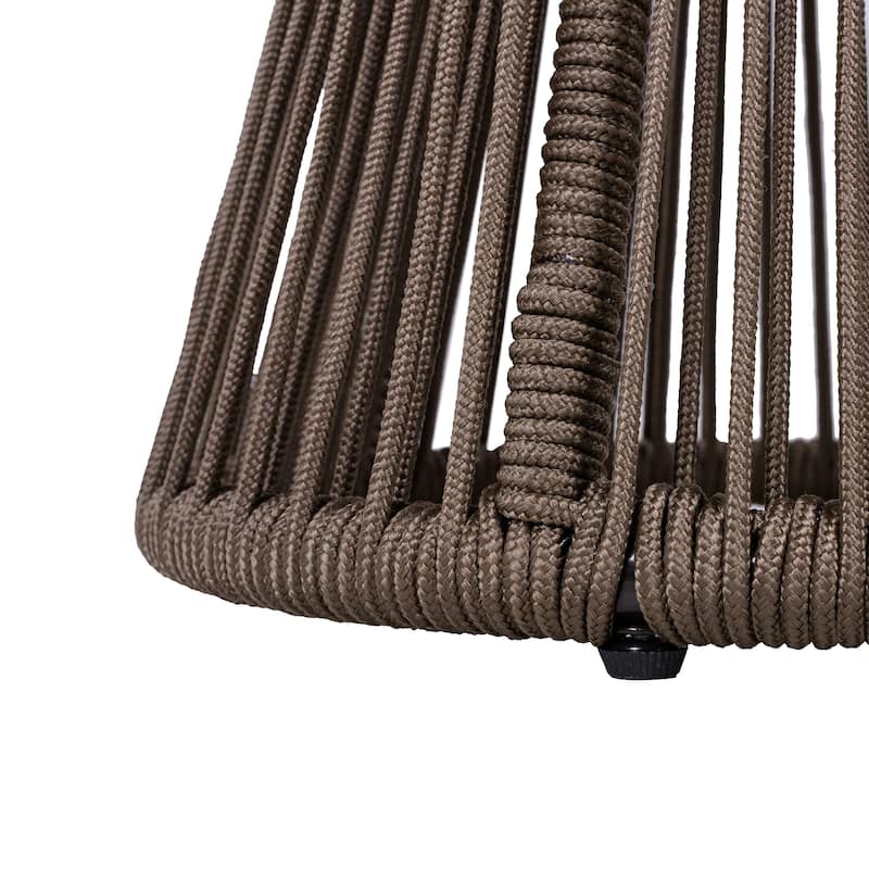 Scott Living - Nara Modern Outdoor Acacia Wood and Woven Rope Sculptural Side Table, Set of 2 - 32.28"L