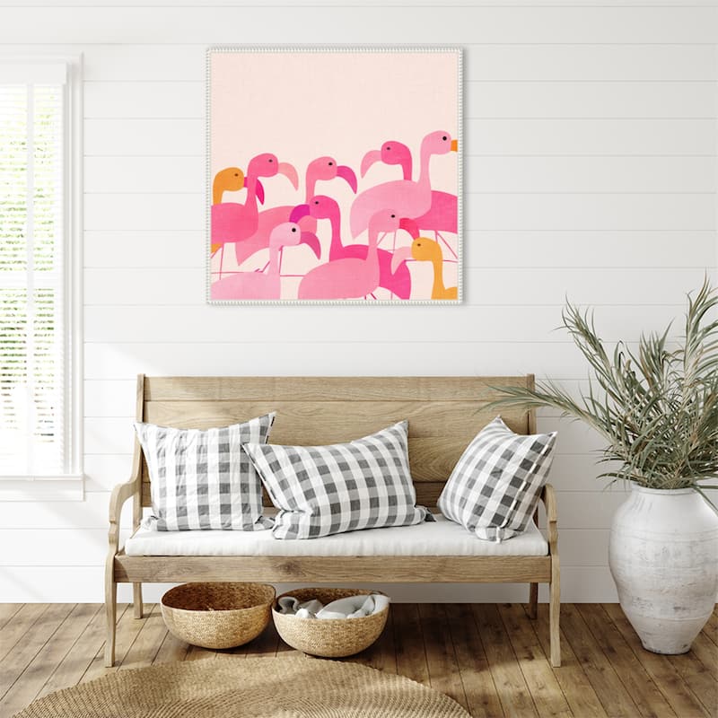 Flamingos by Kristian Gallagher Framed Canvas Wall Art