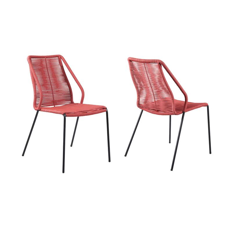 Clip Rope and Steel Indoor Outdoor Stack Dining Chairs - Set of 2