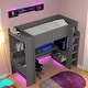 preview thumbnail 1 of 14, Gaming Loft Bed with Multifunctional Design and LED, Twin/Full Size Twin