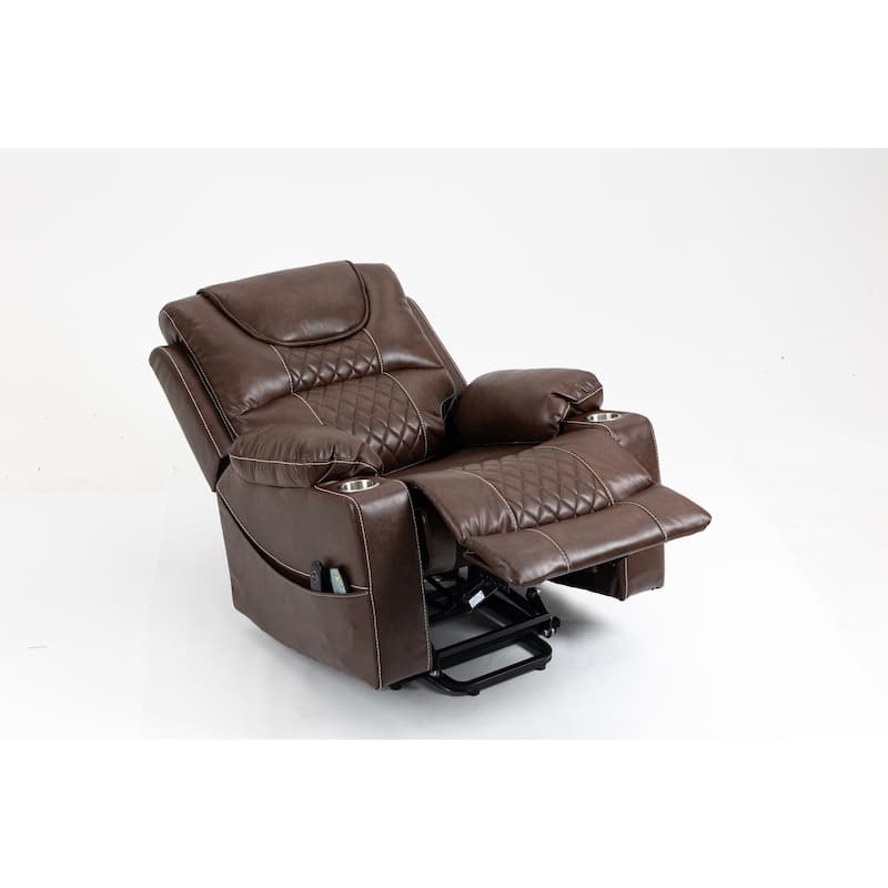 Dual OKIN Motor Lift Recliner Chair with Heat & Massage, Electric Recliner Chair with Cup Holders & Side Pocket