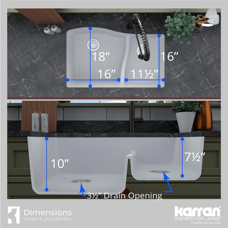 Karran Undermount Quartz Double-bowl Kitchen Sink