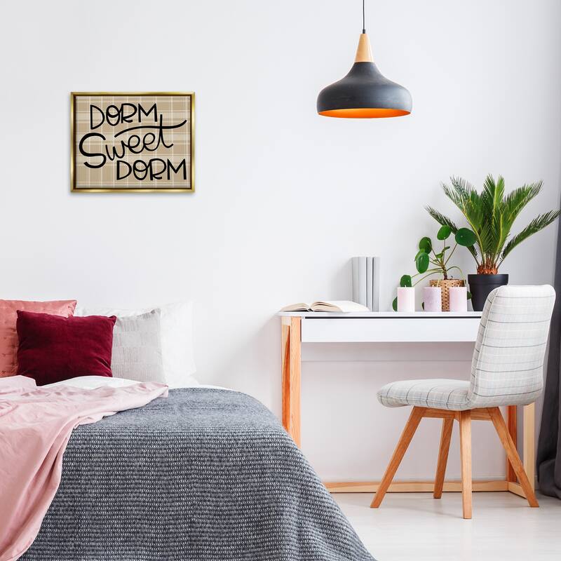 Stupell Sweet Dorm on Plaid Framed Floater Canvas Wall Art Design By Mandy Ford Art + Illustration