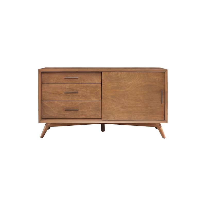 HomeRoots 50" Mahogany Solid Wood Enclosed and Open Storage TV Stand - 27" x 50" x 20"