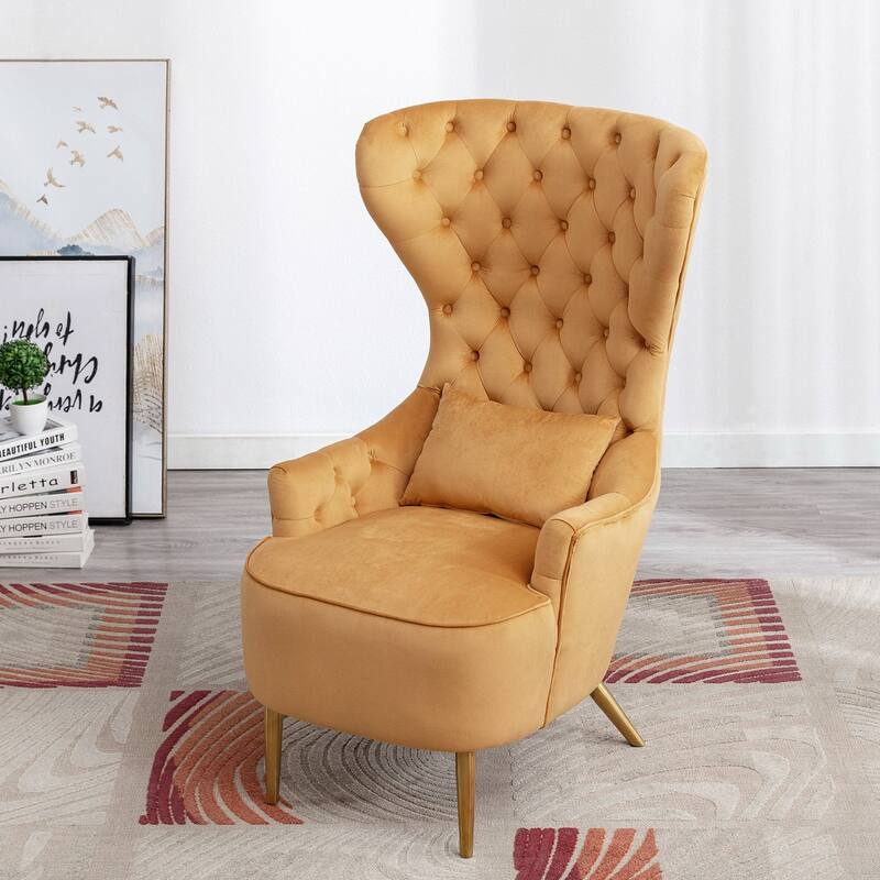 KINWELL Upholstered Tufted Velvet High Wingback Accent Chair