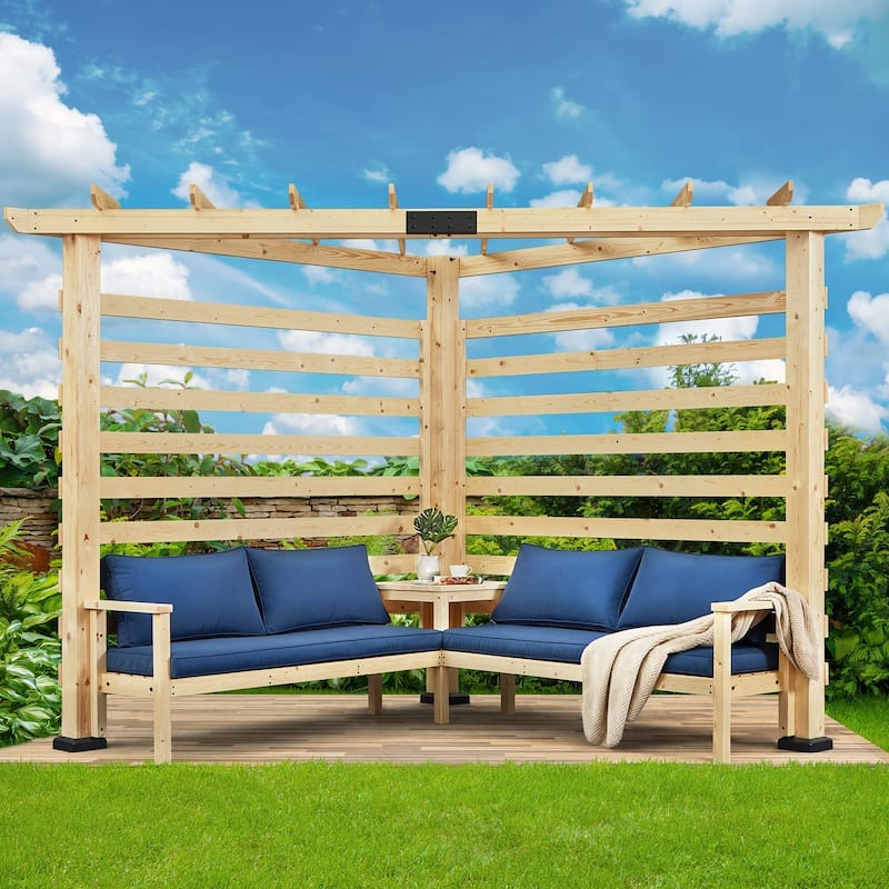 EROMMY Hardtop Asphalt Roof Spruce Wood Gazebo