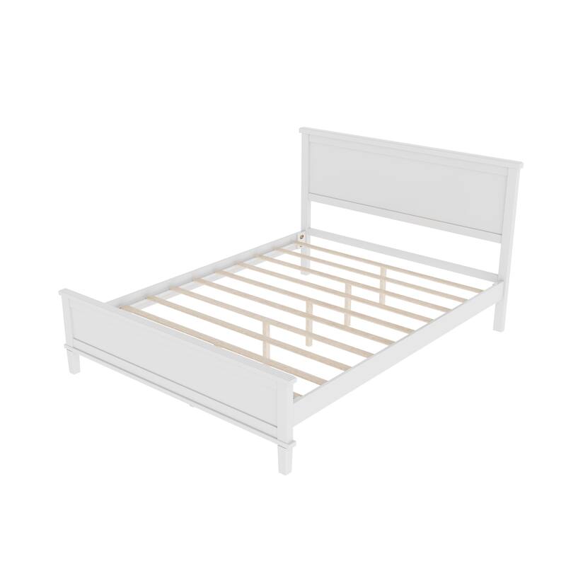 Classic Platform Bed Wood Slat Support Bed Headboard, Underbed Storage