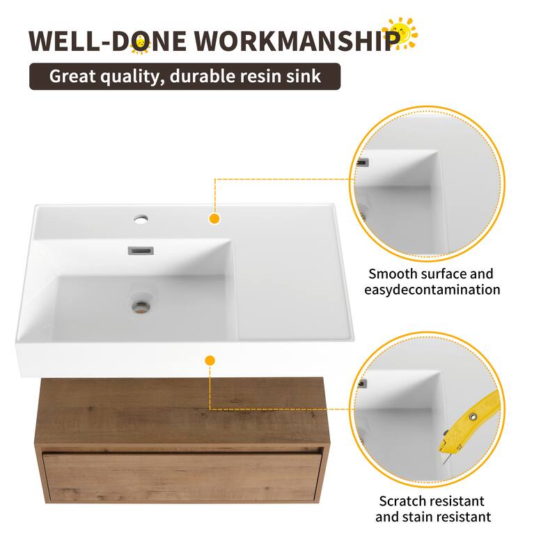 Beingnext 30"/60" Wall Mounted Bathroom Vanity with Sink, Floating Bathroom Vanity with Soft Close Drawer