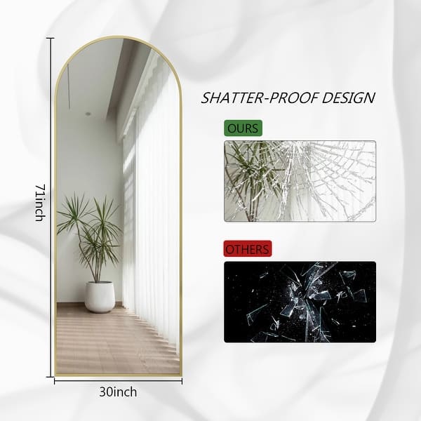 dimension image slide 2 of 3, Arched Wall Mounted Full Length Mirror Large Standing Mirror