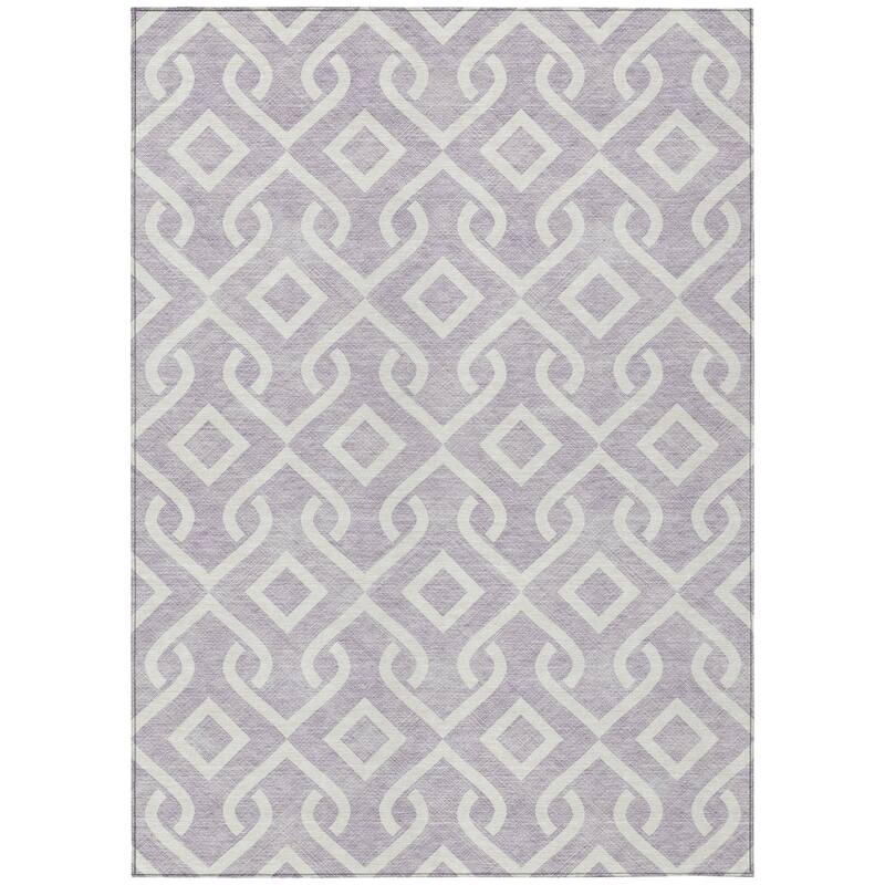 Machine Washable Indoor/ Outdoor Chantille Scroll Trellis Rug