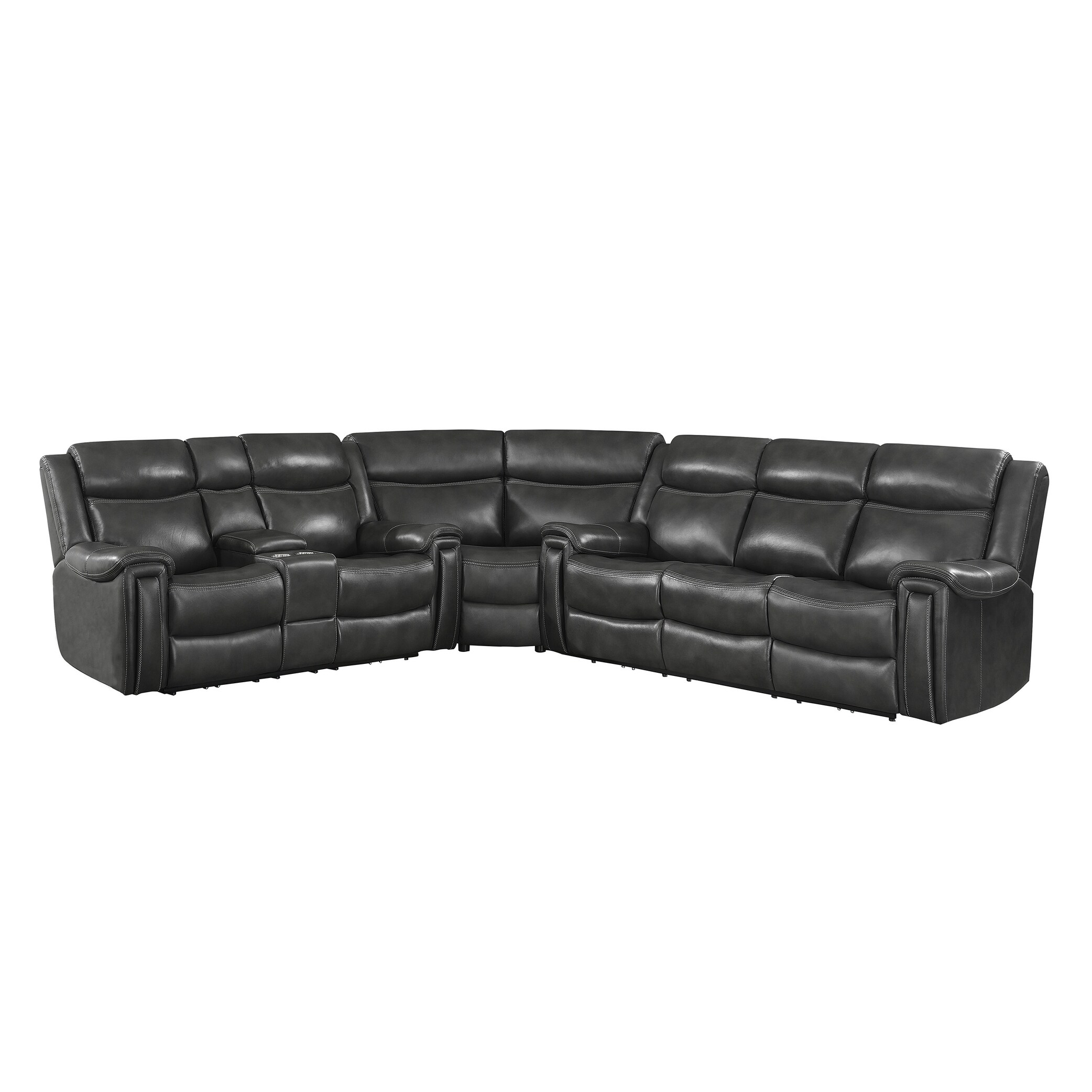 Coaster Shallowford Hand Rubbed Charcoal 3-piece Upholstered Power reclining seats with Power headrests Sectional