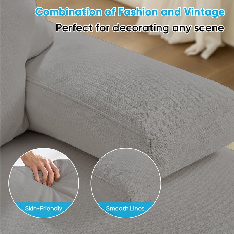 Mixoy W110"Velvet U-Shaped Sectional Sofa Couches,Upholstered 4-Seater Sofa with Double Chaises and Sleepable Armrest