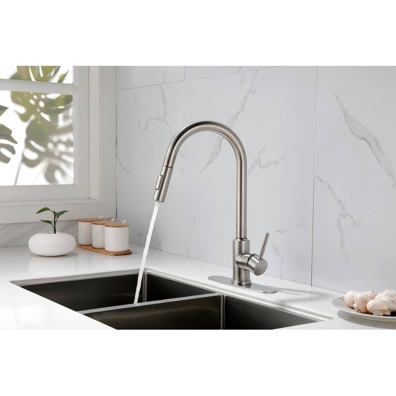 Kitchen Faucet with Pull Down Sprayer - Brushed Nickel