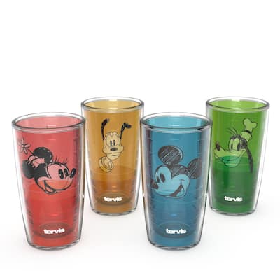 Tervis Disney Fundamentals Collection Made in USA Double Walled Insulated Travel Tumbler, Assorted - 16oz - 4pk