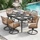preview thumbnail 40 of 71, Nuu Garden Rattan Metal Patio Dining Set with Umbrella Hole, Zippered Cushions Swivel Chairs - Rectangle table