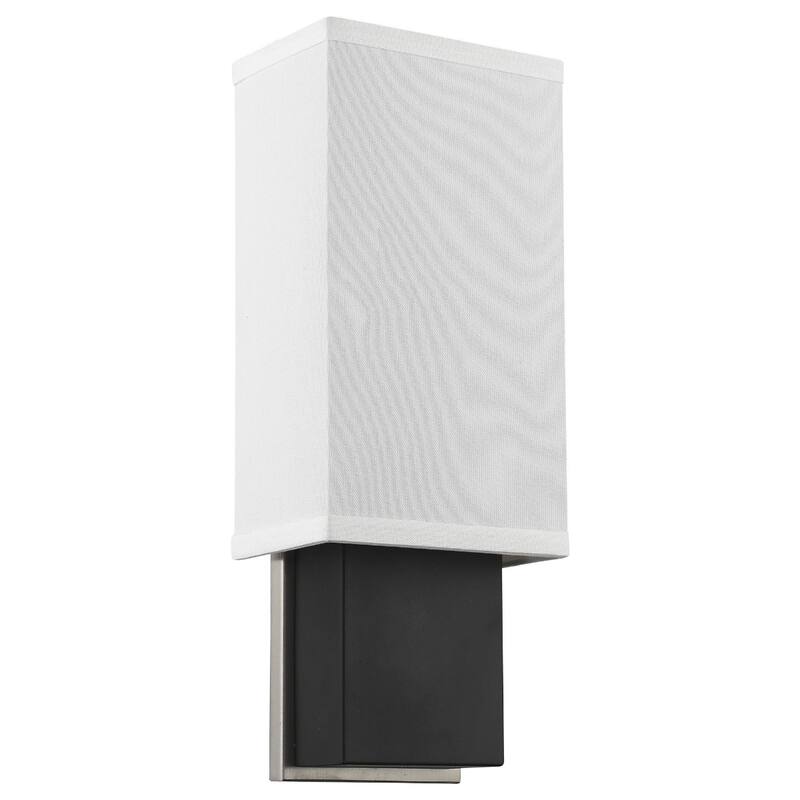 Modern Rectangular Wall Sconce with White Linen Shade and Hardwired Metal Sconce for Hallway - 15.5" H x 6" W x 4" D