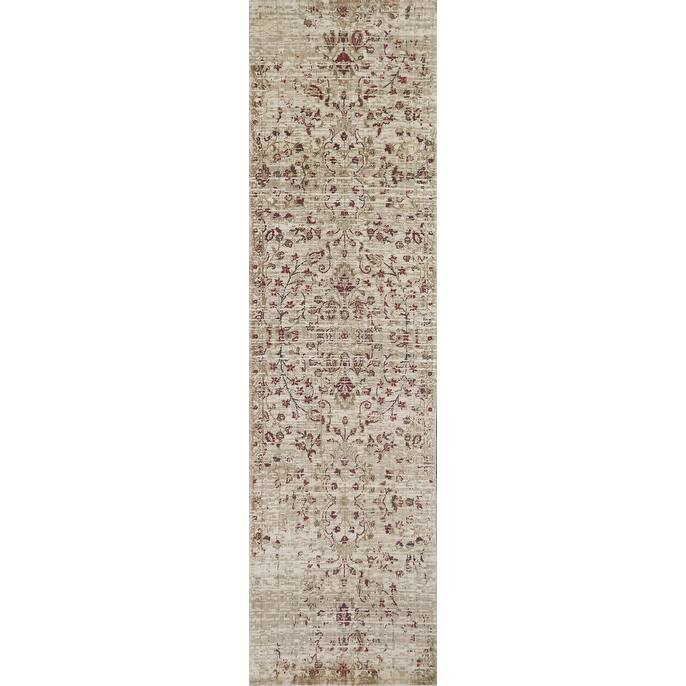 Alora Decor Euphoria Cream, Beige, Brown, and Red Wool Rug - 2'6" x 10' Runner