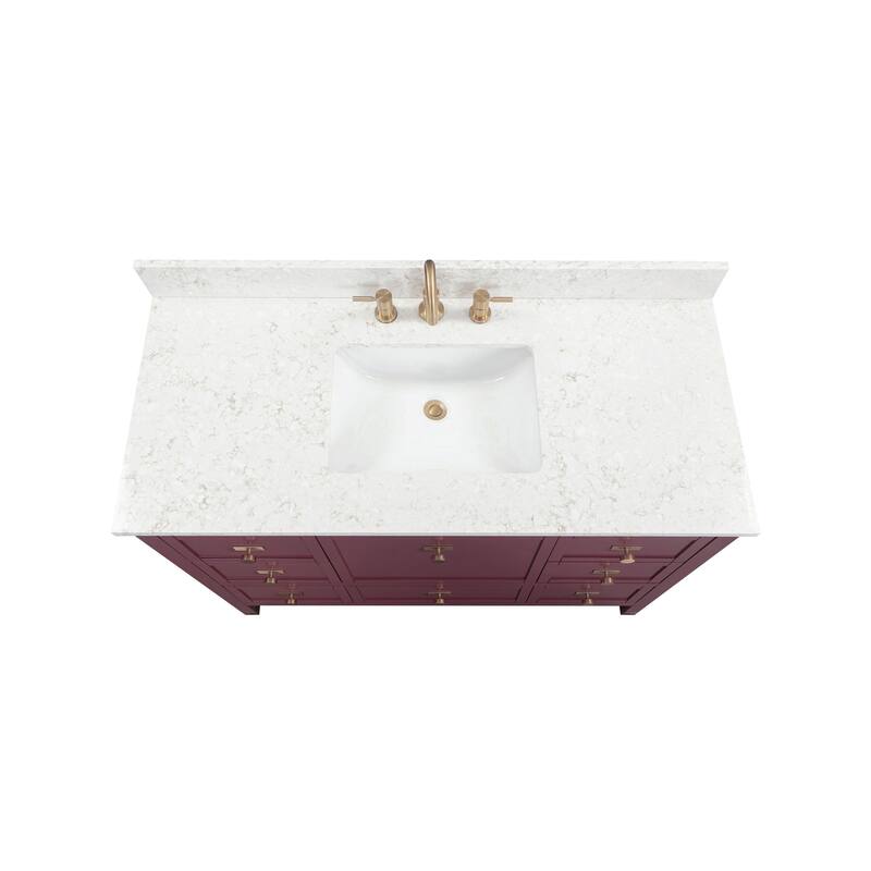 Alana Bathroom Vanity in Burgundy Red with Alluring Quartz Top