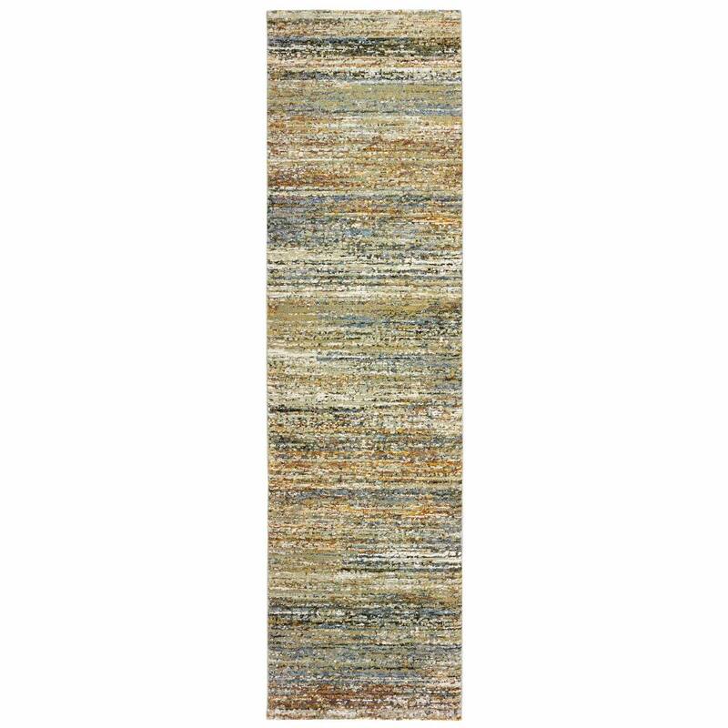2'x8' Gold and Green Abstract Runner Rug 3'6" On Sale Bed Bath