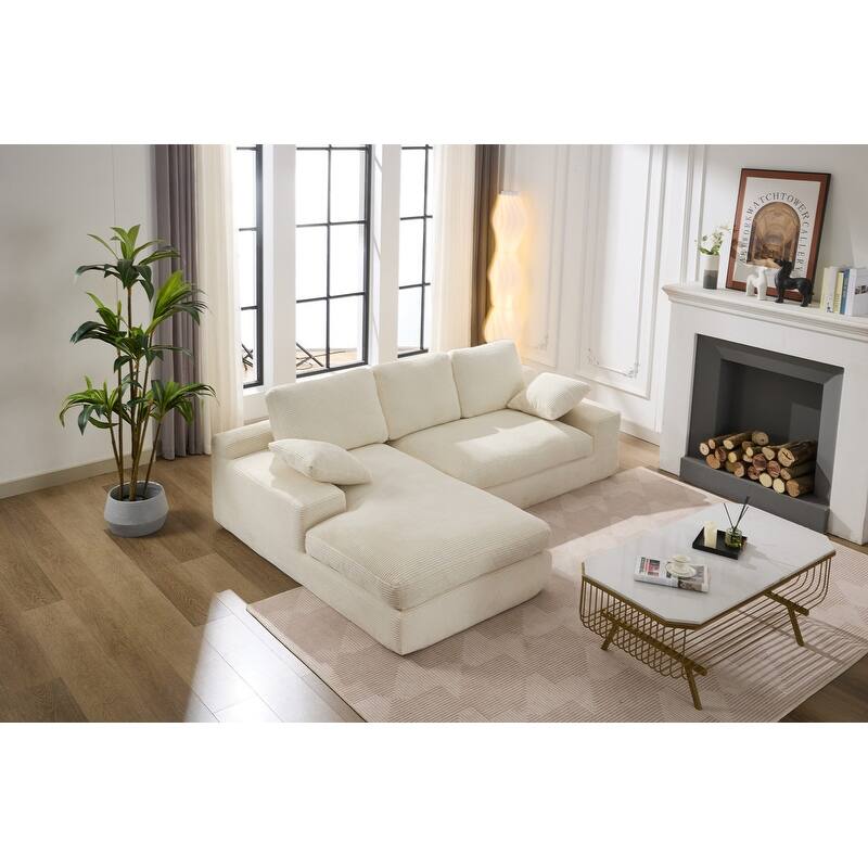 98.40" Corduroy L-Shaped Sofa