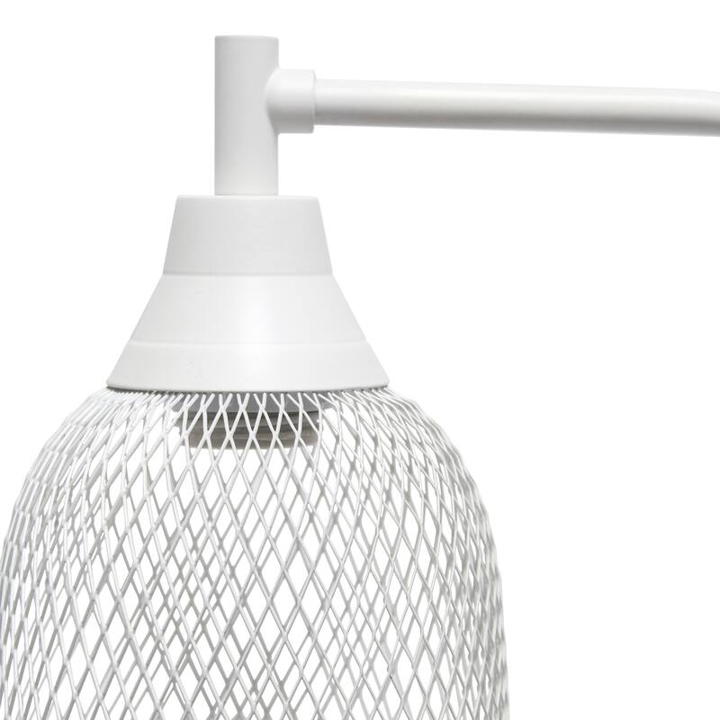 Industrial Mesh Wire Desk Lamp with Wire Shade - 19" - Matte White
