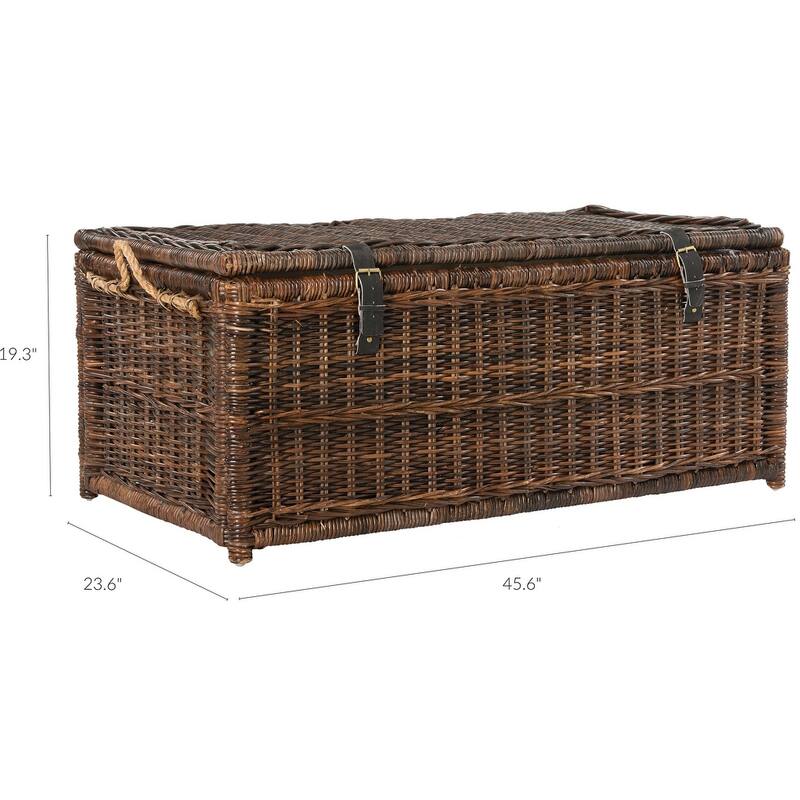 happimess Caden 46" Wicker Storage Trunk, Brown - Butterscotch