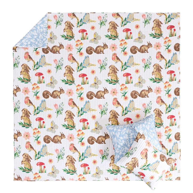 Porch & Den Willow Wildlife Cotton-Rich Reversible Quilt Set