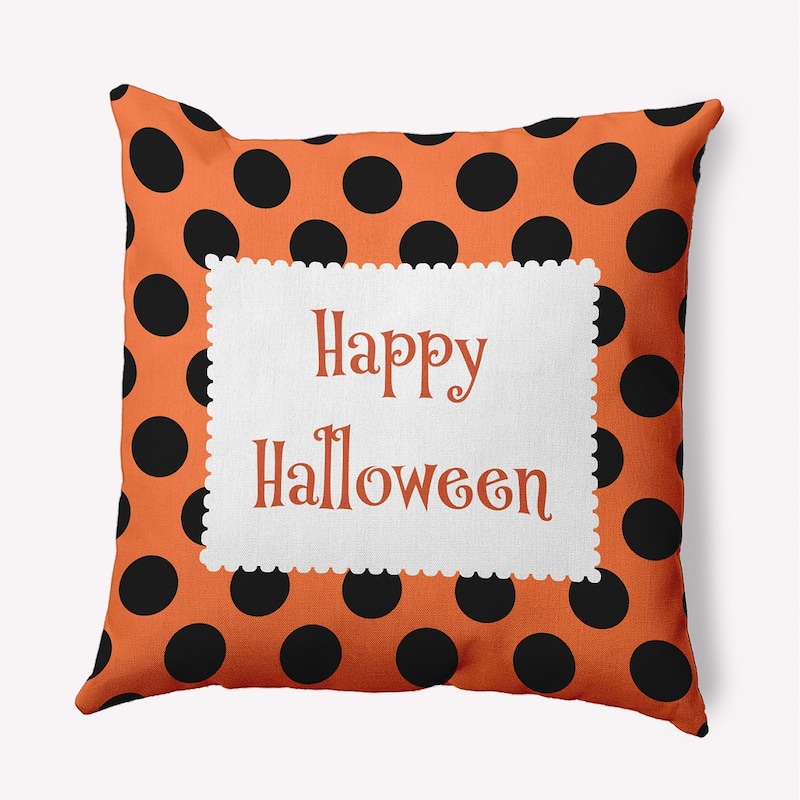 Halloween Happy Halloween Dots Indoor/Outdoor Throw Pillow - 18" x 18" - Traditional Orange