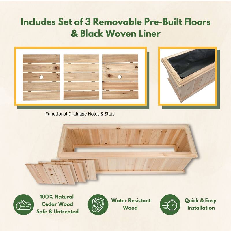 BloomBox Wooden Raised Garden Bed Backyard Patio for Herbs, Flowers, Vegetables with Drainage Holes