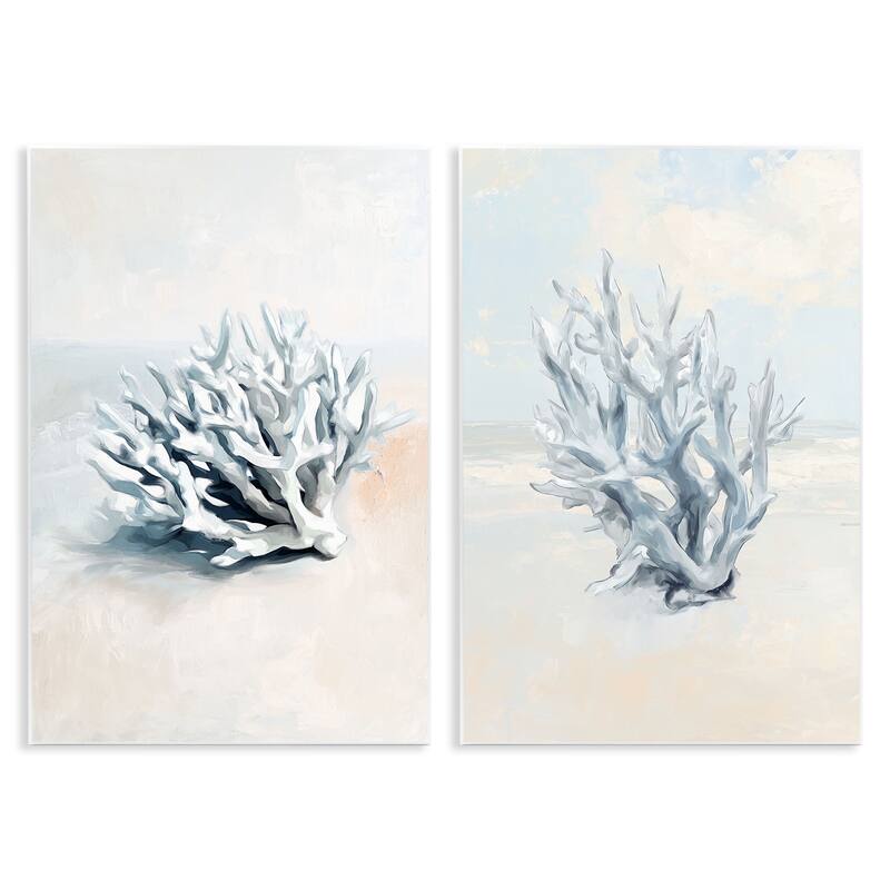 Stupell Faded White Coral Branches Wall Plaque Art Design By Ramona Murdock (Set of 2) - 10 x 15