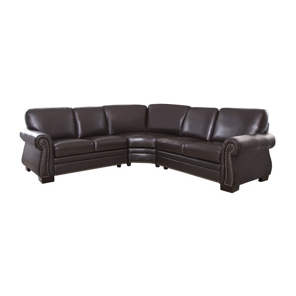 Abbyson Oxford Brown Top Grain Leather Sectional Sofa. Opens flyout.
