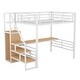 preview thumbnail 8 of 12, Full Size Metal Loft Bed with Desk,Storage Staircase and Wardrobe,Modern Style