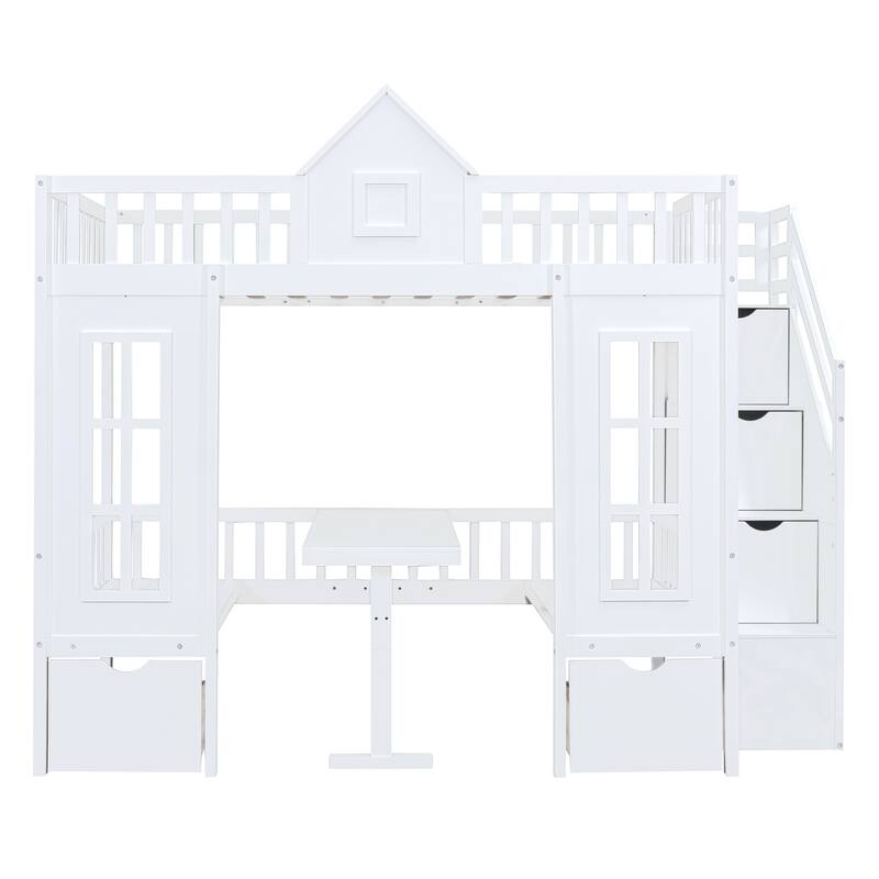 Bunk Bed with Changeable Table, Bunk Bed Turn into Upper Bed and Down Desk
