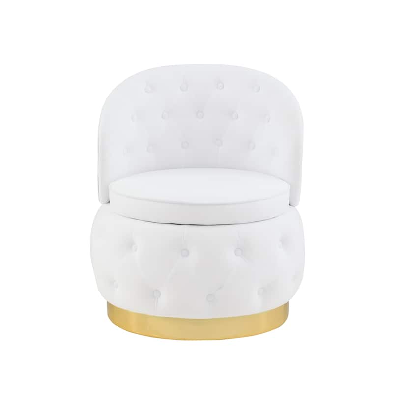 25.2" Velvet Swivel Barrel Chair with Storage