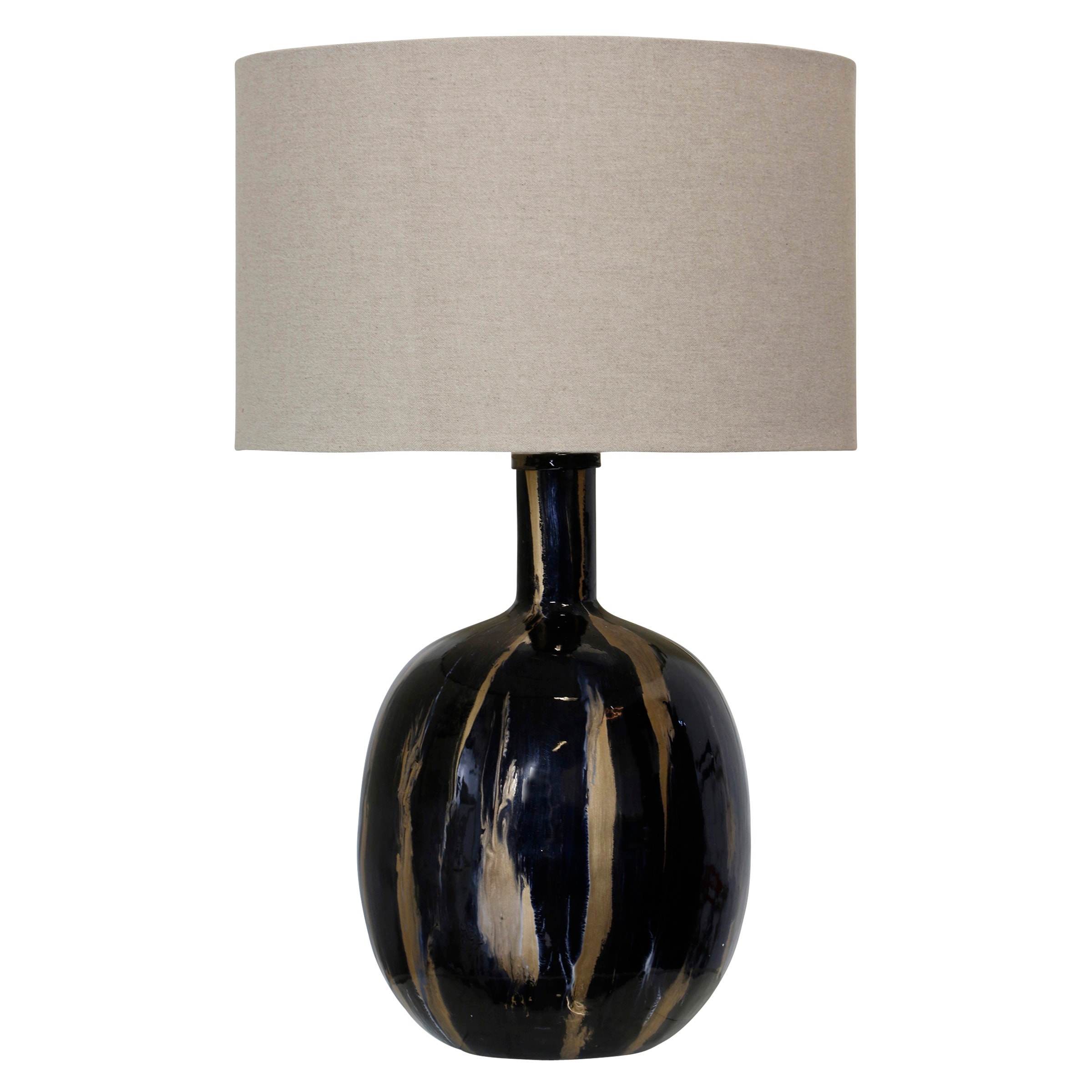 StyleCraft Iron Table Lamp - Black/Gold - Beige Shade