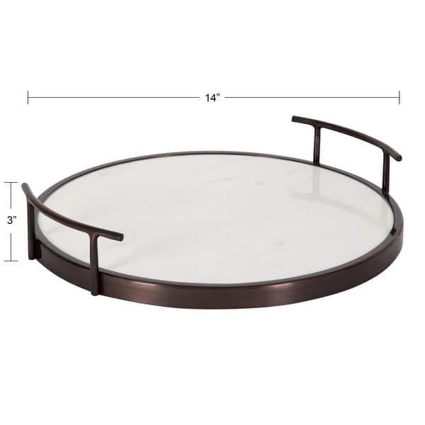 dimension image slide 1 of 5, Kate and Laurel Marbury Round Metal Tray