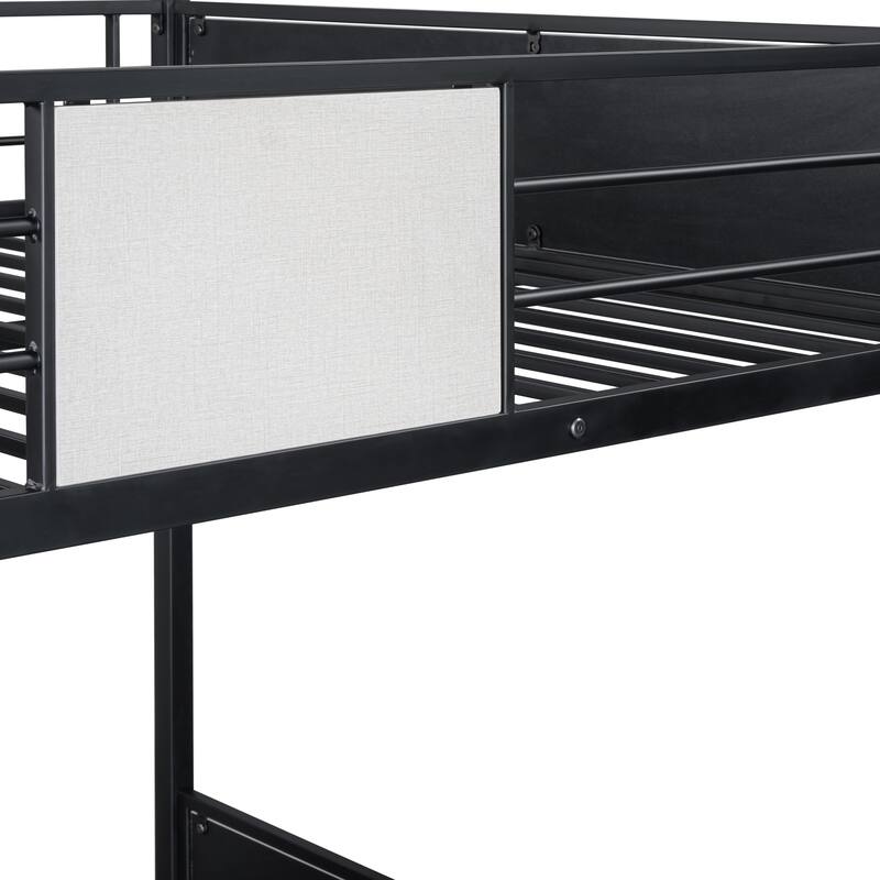 Furniture of America Jown Modern Two-Tone Metal Bunk Bed with Attached Side Ladder