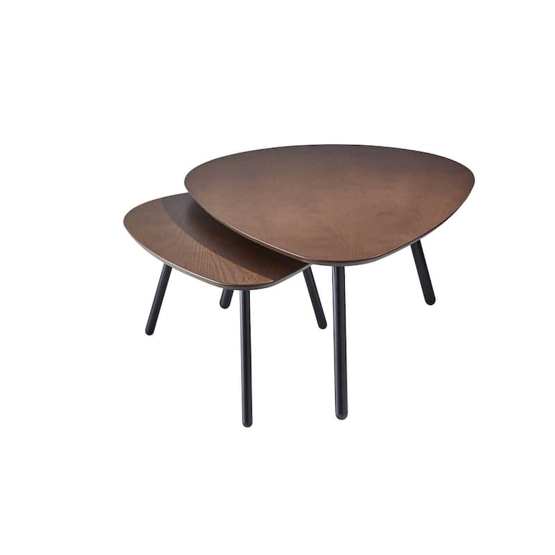 HomeRoots 17" Black And Brown Solid Wood Round Nested Tables - 30.71
