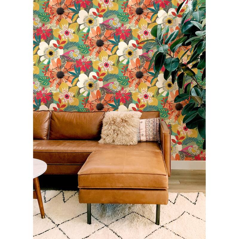 Janis Olive Floral Riot Wallpaper
