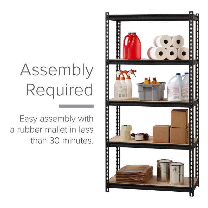 Iron Horse 2300 lb Riveted Shelving, 5-Shelf, 72"Hx36"Wx18"D, Black