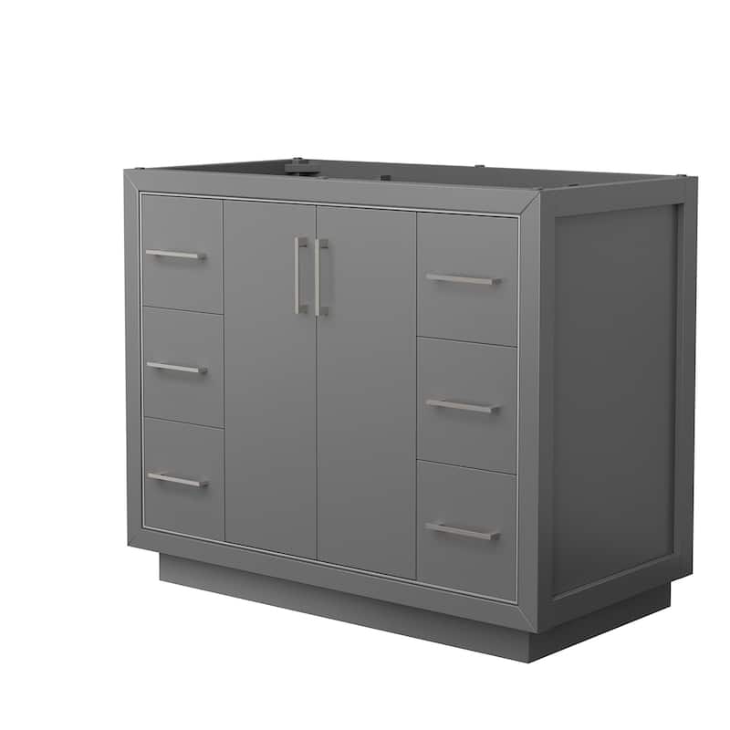 Wyndham Collection WCF1111-42S-CX-MXX Icon 42" Single Free Standing - Dark Gray / Brushed Nickel Hardware