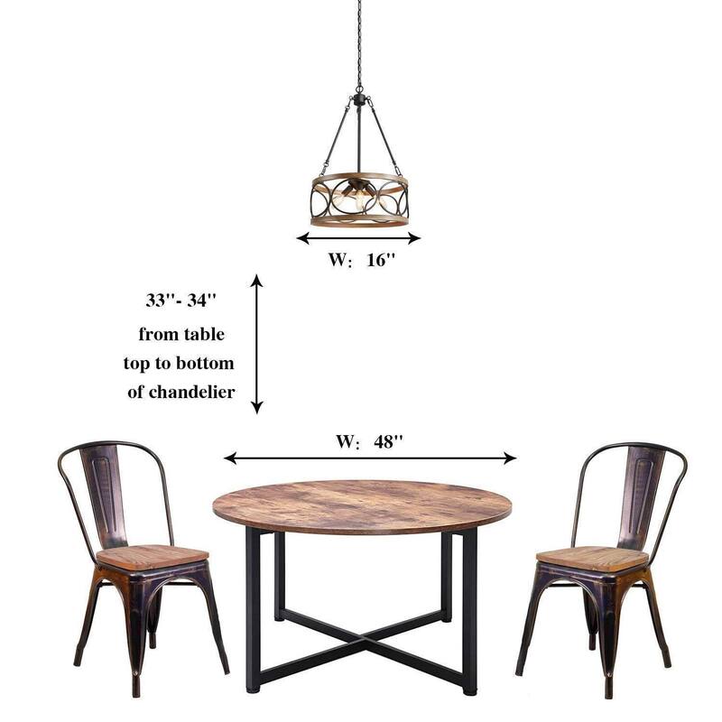 Modern Farmhouse 3/4 Light Drum Chandelier for Dining Room Kitchen Island